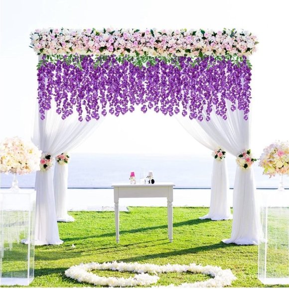 Accents | 12 Elegant Artificial Wisteria Flowers Wisteria Vine Rattan ...